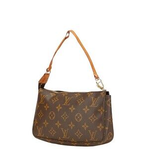 Louis Vuitton Leather Shoulder Bag Pochette Brown Monogram Accessoires